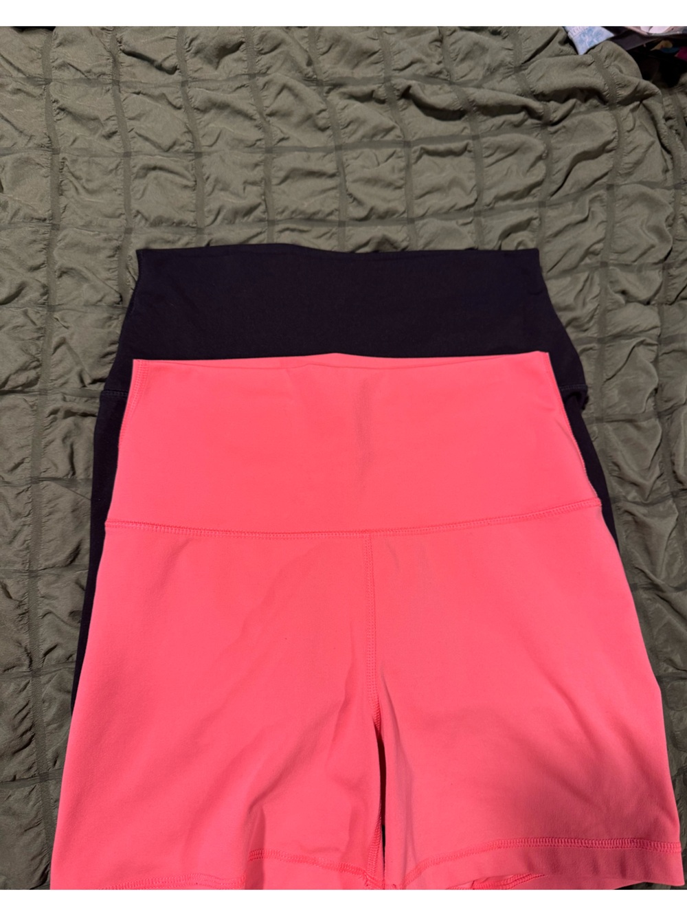 Yogalicious Coral Pink & Black Bike Shorts - High Waist Active Fit LUX